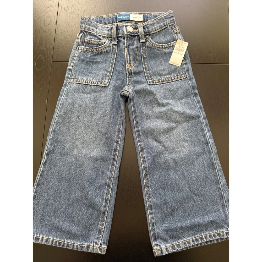 NWT Old Navy Toddler Wide-Leg Jeans Size 3T Blue 100% Cotton Denim